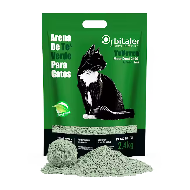 Orbitaler Yupiter® MoonDust 2400 Green Tea arena aglomerante de té verde para gatos - 1