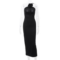Vestido Largo Elegante De Hombros Descubiertos Con Aros Candyhot Vestido Bodycon Para Fiesta Club Ajustado a La Cintura Para Mujer Vestido De Noche - details 9