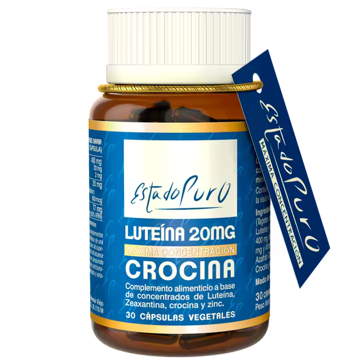 Suplemento de Luteína 20mg Estado Puro - Con Zeaxantina + Crocina de Azafrán + Gluconato de Zinc - Mejora la Vista y la Salud de los Ojos - 30 Cápsulas Veganas TONGIL - 1