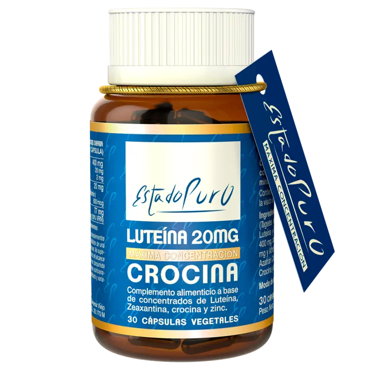 Suplemento de Luteína 20mg Estado Puro - Con Zeaxantina + Crocina de Azafrán + Gluconato de Zinc - Mejora la Vista y la Salud de los Ojos - 30 Cápsulas Veganas TONGIL - 1