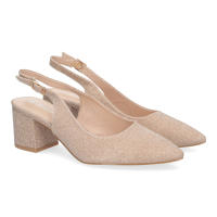 Davinia Shoes Zapato de Salon para Mujer, Diseño Elegante con Tacon, Abierto por el Talon, Puntera Fina y Cierre de Hebilla Ajustable. Shoes&Blues.es YK261-1-Champan - details 0
