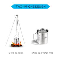 Taza Lixada De Acero Inoxidable 750ml Con Manijas Plegables Y Tapa Para Camping Senderismo Y Excursiones Al Aire Libre - details 5