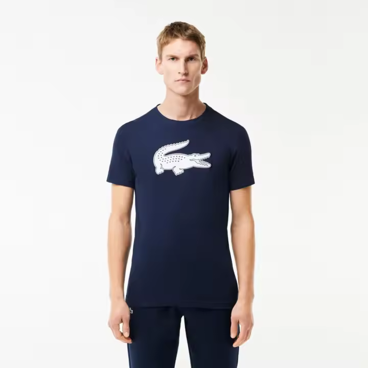 Camiseta Azul Lacoste Sport con Cocodrilo en 3D - 1