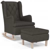 vidaXL Sillón con patas mecedoras y taburete de tela Gris claro, Gris oscuro, Crema Sillon Dormitorio Sillon Comodos Silla Relax Sillón Sofá - details 1