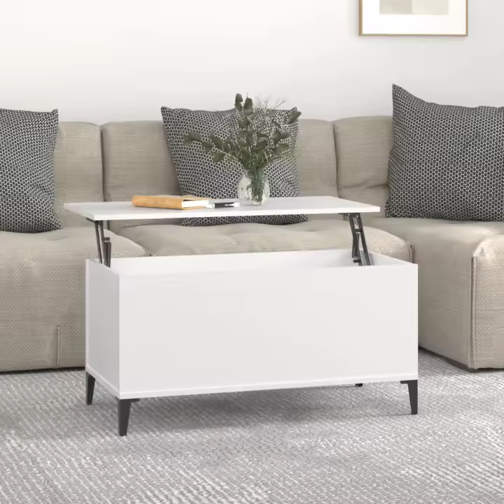 vidaXL Mesa de centro madera contrachapada blanco 90x44,5x45 cm - 1
