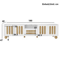 Soporte de TV moderno 180x40x47 cm-Cuadro Blanco y Madera, con 4 Puertas, 1 caja y Luz LED - Esquinas redondo, Petas esféricas1, material de almacenamiento múltiple - details 10