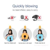 Almohada De Viaje En Forma De U Soporte Cervical Inflable Portátil De Peluche Corto Esencial Para Descansar En La Oficina Y Dormir - details 3