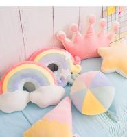 Cojín De Peluche Creativo Con Estrellas Luna Y Arcoíris Para Niñas Regalo De Cojín De Silla De Corazón Redondo De Color Rosa Para Decoración Del Hogar Y Juguete De Relleno De Espuma PU Y Poliéster/Celulosa - details 11
