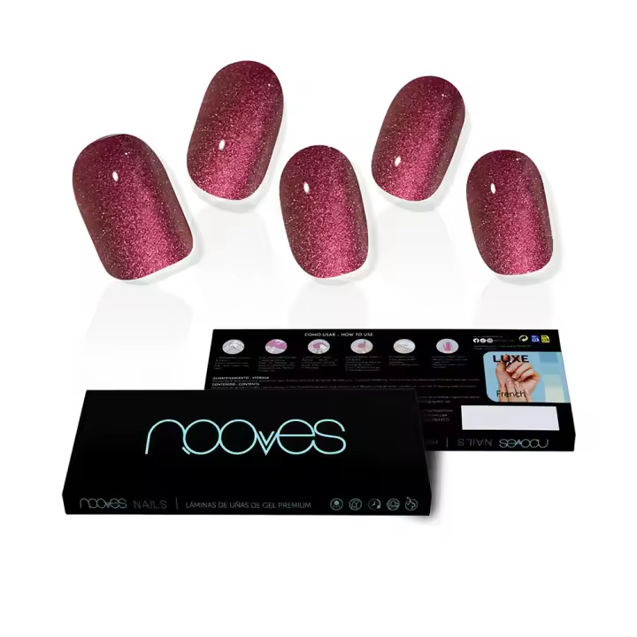 Nooves Láminas De Uñas De Gel Ruby Claret Premium Glam Glitter 20 U - 1