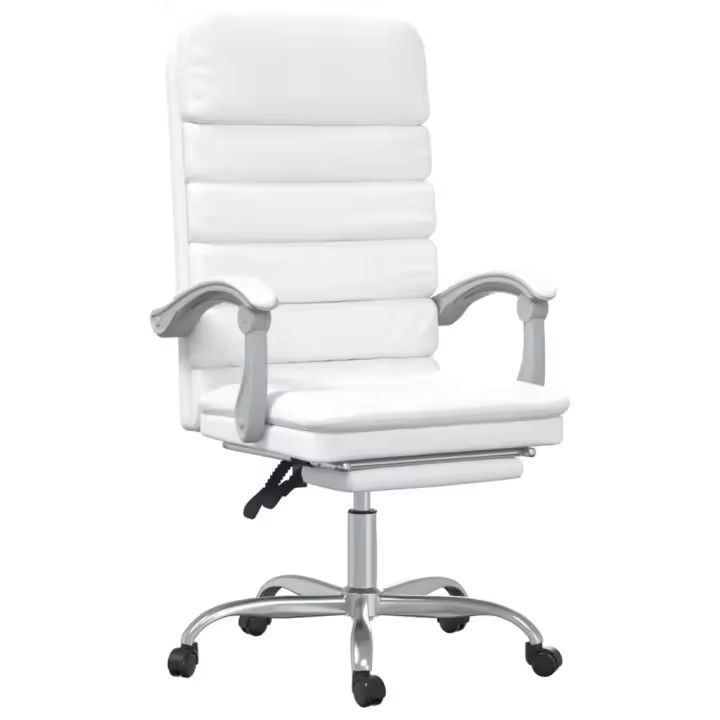 Silla de Oficina reclinable masaje cuero sintético Blanco - 1