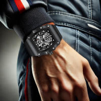 Reloj De Cuarzo Para Hombre Con Correa Negra Deportivo Y Casual Con Calendario Reloj De Pulsera Moda Y Comodidad - details 2