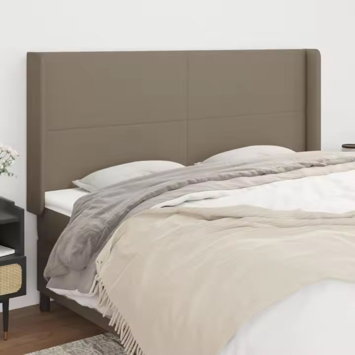 vidaXL Cabecero con orejas de tela gris taupe 163x16x118/128 cm - 1