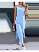 Vestido Largo De Mujer Estilo Casual Fashionable Con Encaje Espalda Descubierta Sin Mangas Cuello Redondo Ajustado Para Todas Las Estaciones - details 5
