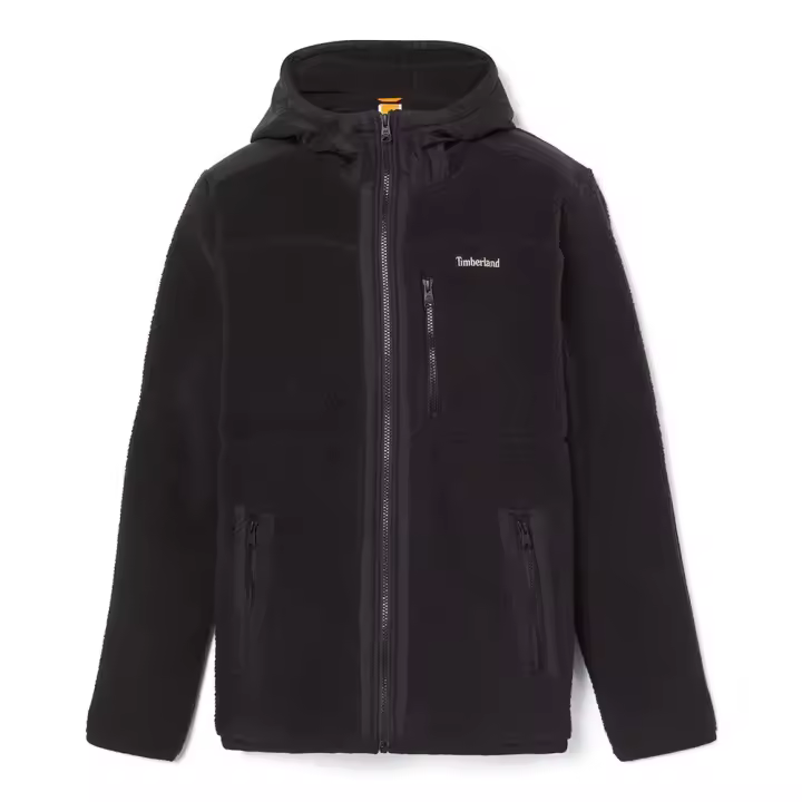 Chaqueta Polar con Capucha Mix Media Sherpa, Marca Timberland, Color Negro, Variedad de Tallas, Para Hombre - 1