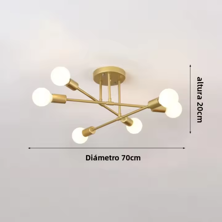 Lámpara De Techo LED Retro Industrial Con 6 Cabezas Material Hierro Trabado Luz Moderna Para Sala De Estar Decoración E27 - 1