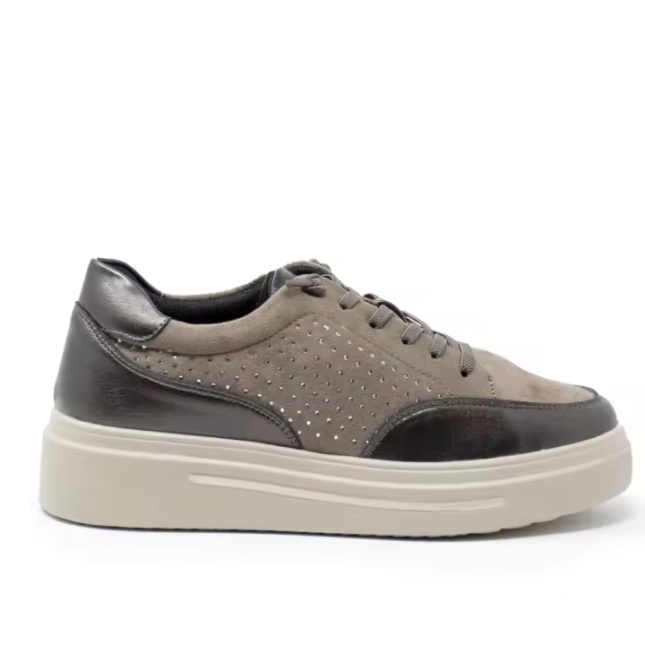 AMARPIES AMD25351 Sneakers mujer 30666 23I CASUAL CORDONES BRILLO EN LATERAL TAUPE - 1