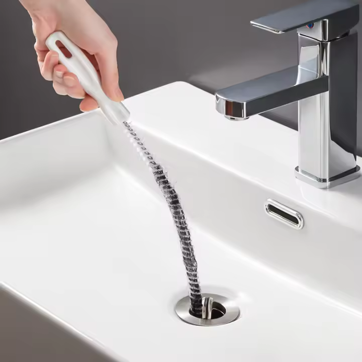 Cepillo De Drenaje Para Baño Y Cocina Herramienta De Limpieza Flexible Para Eliminar Obstrucciones En Tuberías Cepillo De Plástico Para Huecos Y Agujeros - 1