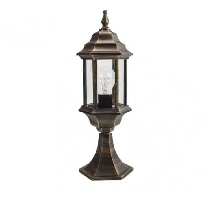 FABRILAMP Farol Sobremuro Exterior Aluminio Pollux 1xe27 Negro/Oro 48,5x17x17 Cm IP44 - Diseño Elegante - 1