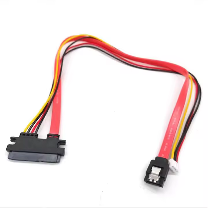 Hard Drive Data Power Supply Integrated Cable Small 4Pin Female & SATA 3.0 Male to SATA 22Pin(7+15P - 1