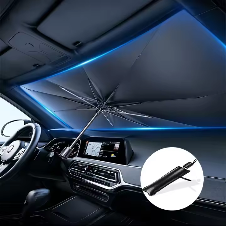 Parasol De Sol Para Coche Con Protección Solar Accesorios De Verano Para Ventanas Delanteras Plegable Tipo Paraguas - 1