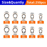 Kit De 250/500 Piezas De Clips De Anillo Negro De Acero Inoxidable M5 a M20 Retenedor De Rodamiento Para Eje 65mn Circlip Externo Tipo C - details 3