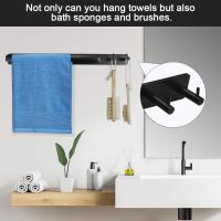 Toallero de aluminio montado en la pared Toallero con ganchos Toallero con tornillos Barra de toalla duradera a prueba de herrura 40cm de longitud para puertas de cocina de baño-Negro - details 2