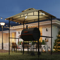 Pabellón de Barbacoa con LED 240x150x258 cm Pabellón de Jardín impermeable y retardante de llama, Techo Doble, estante lateral, Pabellón de Jardín con Protección UV, Pabellón de barbacoa Para... - details 0