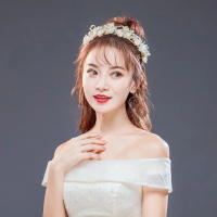 Diadema De Flor Dorada Con Perlas Y Cristales Accesorios De Cabello Para Mujer Adornos Para Boda Hechos a Mano Tamaño M - details 3