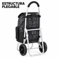 Carro de la Compra Plegable de 2 Ruedas con Capacidad de 40 L o 42 L, Bolsillo Térmico Frontal y Bolsa Amplia, Carrito Ligero para Supermercado, Mercado y Compras Diarias, con Asa Cómoda, Soporte Estable y Disponible en Negro, Azul Marino, Azul y Gris - details 2