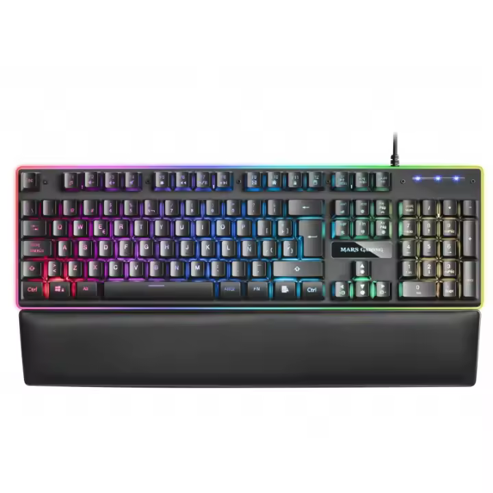 Mars Gaming - MK320ES, Teclado Gaming H-Mech, 13 Modos RGB y Halo, Reposamuñecas Acolchado, Antighosting, Idioma Español, Color  MK320ES - 1