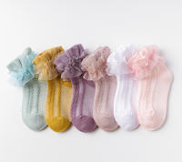 Calcetines De Encaje Para Bebés Y Niñas Sólidos Con Volantes Y Flores Calcetines De Baile De Princesa De Algodón Y Poliéster Para Niñas De 7 a 12 Años - details 1
