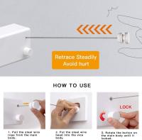 Tendedero retráctil Ajustable 4.2m Ajustable Inoxidable Cuerda Retráctil Pared Montado Pared Retractable Exterior Lnterior Baño Jardín Resistencia Estante de Secado - details 1