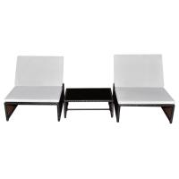 vidaXL Sillas de jardín reclinables con mesa 2 uds ratán PE Marrón y blanco, Negro y blanco, Gris Sillas de Exterior Ideal para jardín, playa, piscina, terraza Tumbona Piscina Tumbonas Playa Tumbonas Jardín Exterior - details 1
