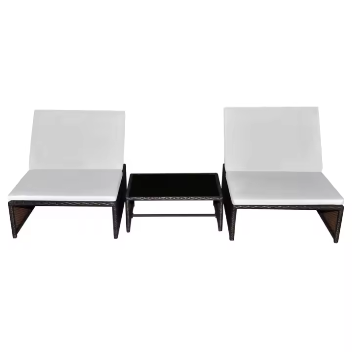 vidaXL Sillas de jardín reclinables con mesa 2 uds ratán PE Marrón y blanco, Negro y blanco, Gris Sillas de Exterior Ideal para jardín, playa, piscina, terraza Tumbona Piscina Tumbonas Playa Tumbonas Jardín Exterior - 1