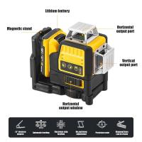 3D 360 Grado Vertical 12 Líneas Nivel Láser Horizontal Luz Verde Medidor de Nivel Set Herramientas de topografía al aire libre Para 12V Litio Batte - details 3