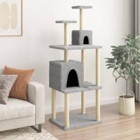 vidaXL Rascador para gatos con postes de sisal 167 cm Color Crema,  Gris claro,  Gris oscuro y mas - details 1