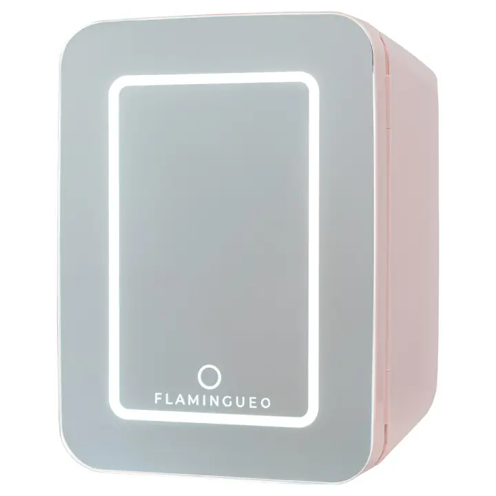 Flamingueo Nevera Pequeña 10L - Mini Nevera Espejo y Luz LED Nevera 12V/220V Función Frío y Calor Nevera Cosmeticos Nevera Skincare Mini Fridge - 1