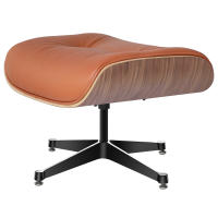 EU Stock TY305 Classic Recliner Light Walnut Armchair With Light Brown Cowhide Black Big Head Foot Swivel Lounge Chair Furniture Office Lunch Break Chair Living Room Comfort Lounge Chair Genuine Top Layer Cowhide Aluminum Alloy Big Head Feet - details 2
