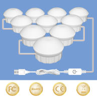 Espejo De Vestir LED Con Luz USB Para Mesa De Maquillaje Iluminación Sin Escala Para Habitaciones Baños Armarios Decoración De Paredes - details 1