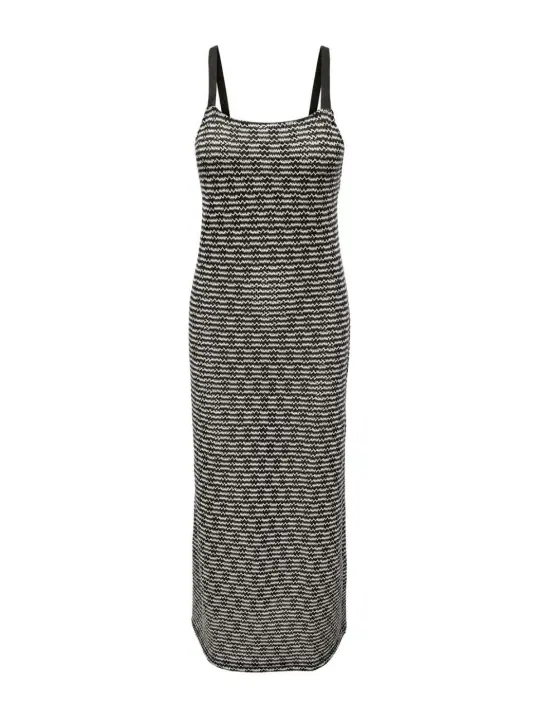 Vestido Only Tove largo negro y blanco de punto para mujer - 1