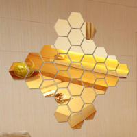 Adhesivos De Espejo 3D Para Pared 24Pcs Forma Hexagonal Acrílico Desmontable Decoración DIY Para El Hogar Artículos De Arte - details 8