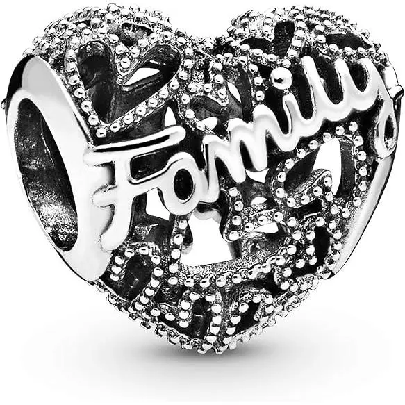 Pandora Momentos Mujeres Sterling Silver Family Heart Bracelet Charm - 1