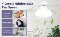 Ventilador de techo con Luz, 15 "regulable, 3 temperaturas de Luz, control remoto y aplicación, Aspas retráctiles, 4 velocidades, control remoto, función de memoria, temporizador, IP20 resistente al agua (con base) - details 2