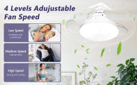 Ventilador de techo con Luz, 15 "regulable, 3 temperaturas de Luz, control remoto y aplicación, Aspas retráctiles, 4 velocidades, control remoto, función de memoria, temporizador, IP20 resistente al agua (con base) - details 2