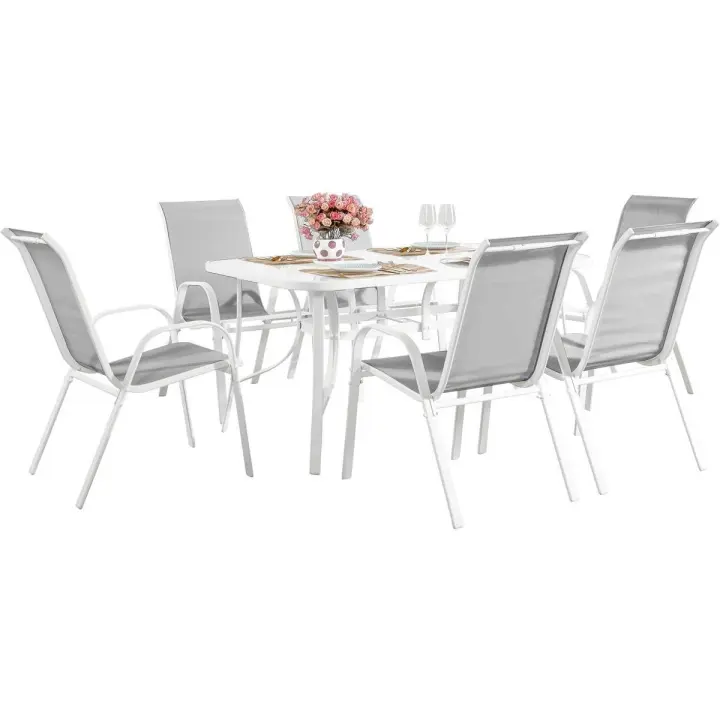 Conjunto De Jardín Mesa + 6 sillas de Textileno "Córdoba"  - Gris - 1
