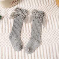 Calcetines Largos Para Bebés Niñas Con Lazo Grande Algodón Suave Para Otoño Invierno Diseño Navideño Juguetón Para Niños De 0 a 8 Años - details 11