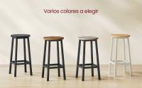 VASAGLE Taburete de bar, Juego de 2, Sillas de Bar, Sillas de Cocina con Estructura de Metal, FÁcil Montaje, con ReposapiÉs, para Cocina, SalÓn, Comedor, Beige Roble y Blanco Clásico/Greige y Negro/Negro Ébano y Negro Clásico - details 0