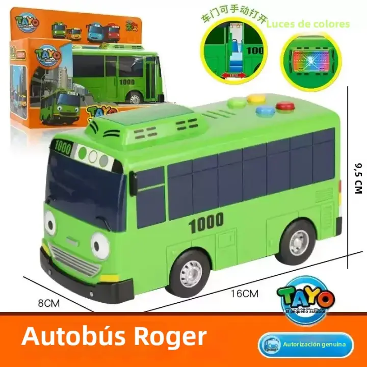 Juego De 4 Piezas De Coches De Dibujos Animados Tayo El Pequeño Autobús Coreano Juguetes De Plástico Para Niños Coche Retroalimentado Y Con Luz Regalo Para Niños - 1
