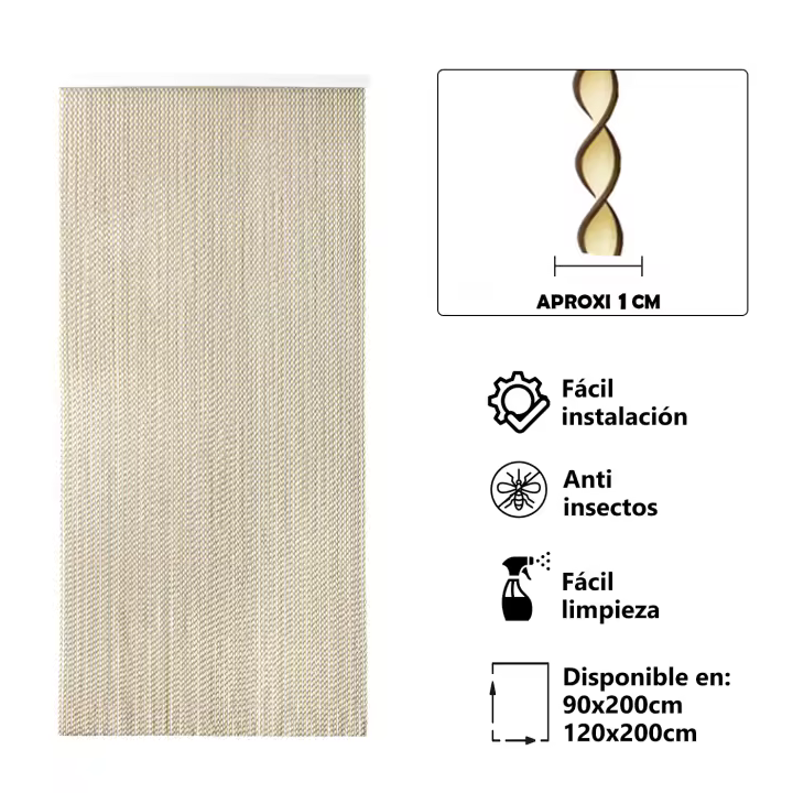 Cortina  de PVC Espiral Anti insectos. Ideal para Puerta Exterior o Interior. Variedad de modelos 90cm/120cm - 1