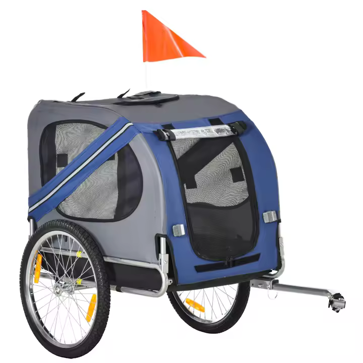 PawHut Remolque para perros Remolque para bicicletas Transportador para perros Remolque para bicicletas para perros pequeños y medianos Tejido Oxford Protección contra la lluvia transpirable 130 x 73 x 90 cm - 1